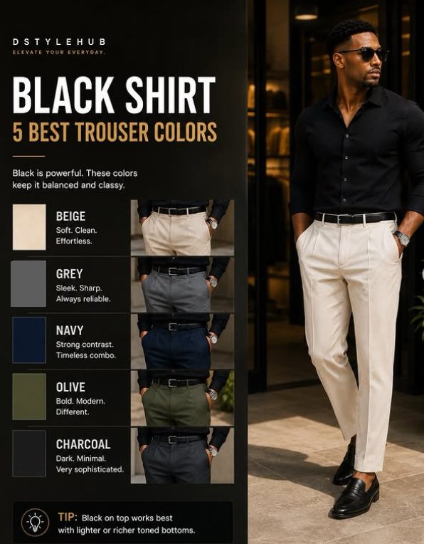 Black shirt trouser colours